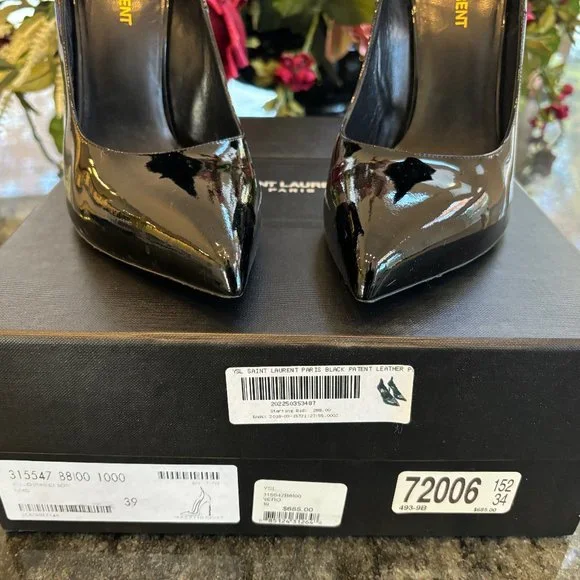 YSL Black Patent Thorn 5"+ High Heels, Euro 39 - Picture 7 of 11